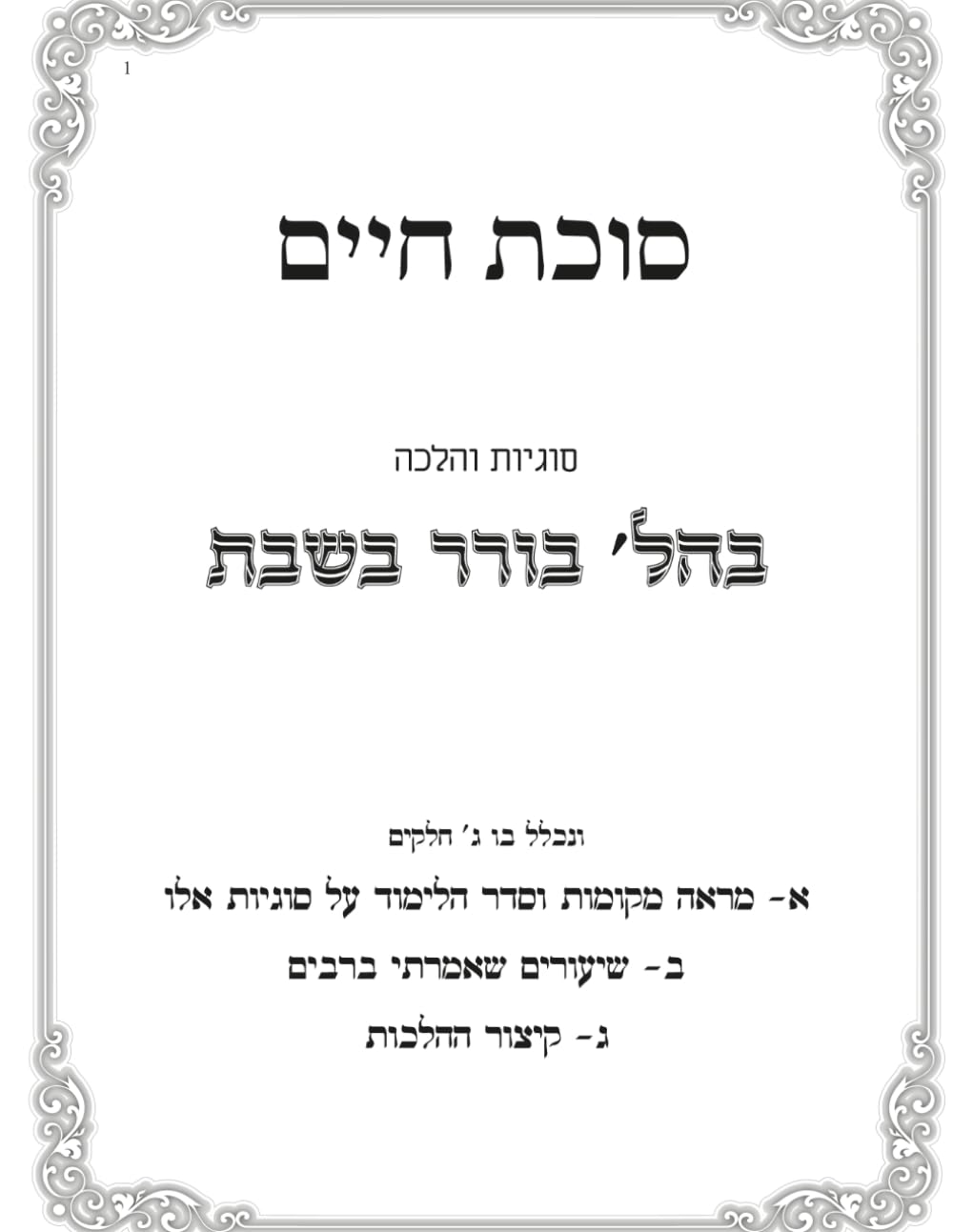 Hilchos Borer B'Shabbos: Sukas Chaim cover