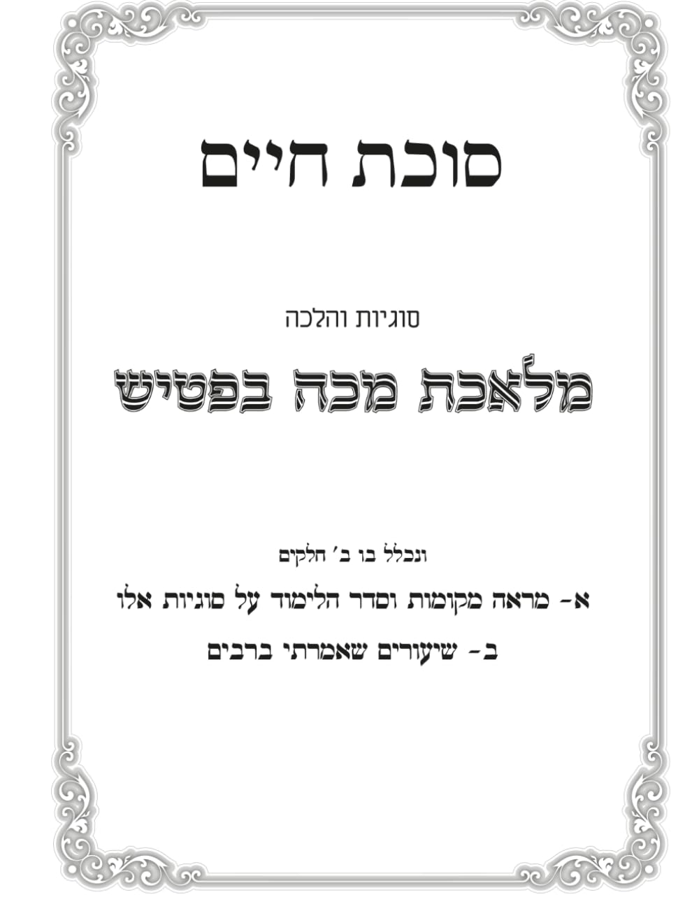 Hilchos Makeh B'Patish: Sukas Chaim cover